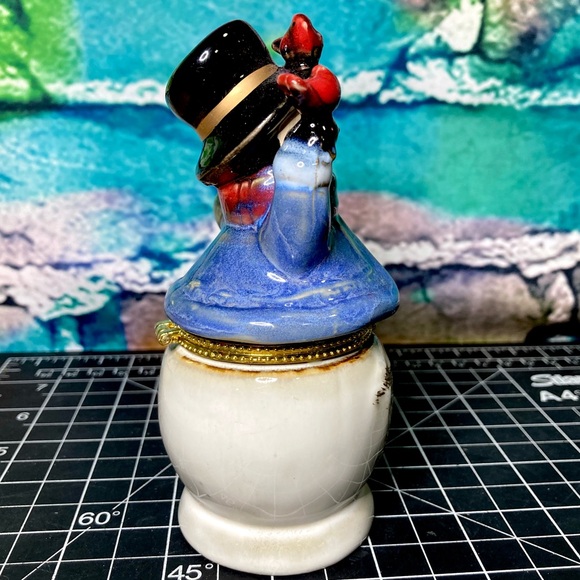 LARGE Vintage Snowman Limoges Style Hinged Trinket Box - Picture 7 of 11